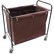 Movable Trolleys Laundry Sorter Hamper Trolley Cart on Silenters Poartable Hotel Service Trolley Hamper with Removable Bags,