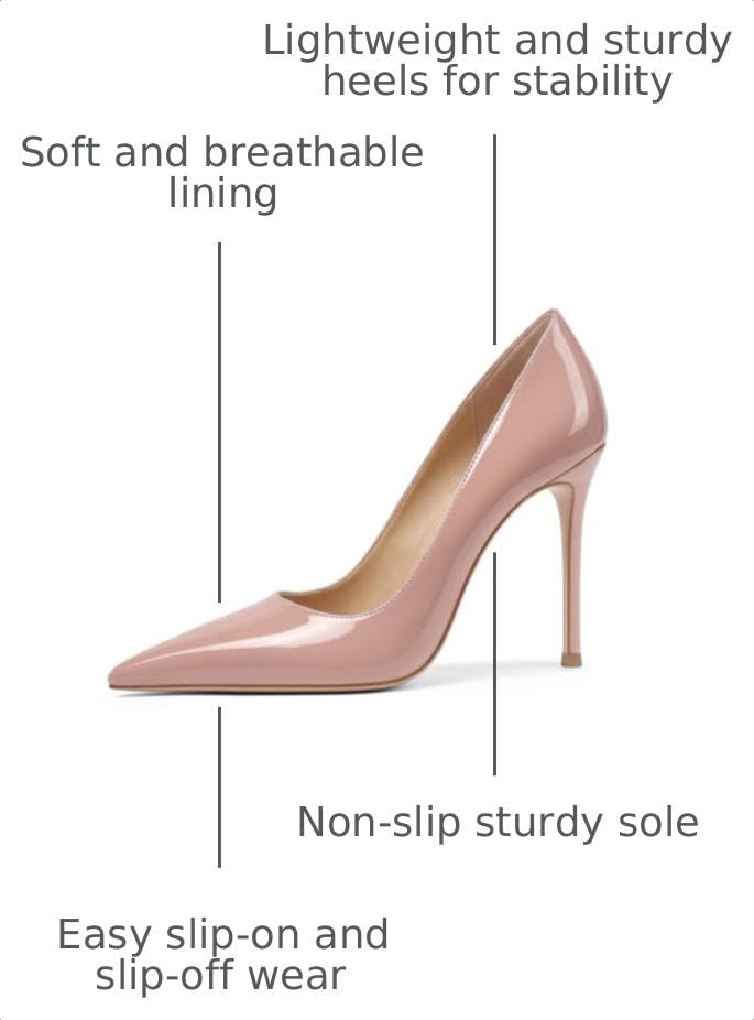 Image of Eldof Women's Classic Dress Pumps Shoes, Sexy Pointed Toe 4 inch Stiletto High Heels, Office Formal Slip On Size 5-13