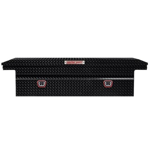 Image of Weather Guard Model 121-5-04 Saddle Truck Box, Aluminum, for Full Size Trucks, Low Profile, Gloss Black, 11.0 cu ft Capacity