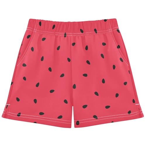 pnyoin Girl's Shorts Red Watermelon Athletic Running Shorts with Pockets Size 10-11t