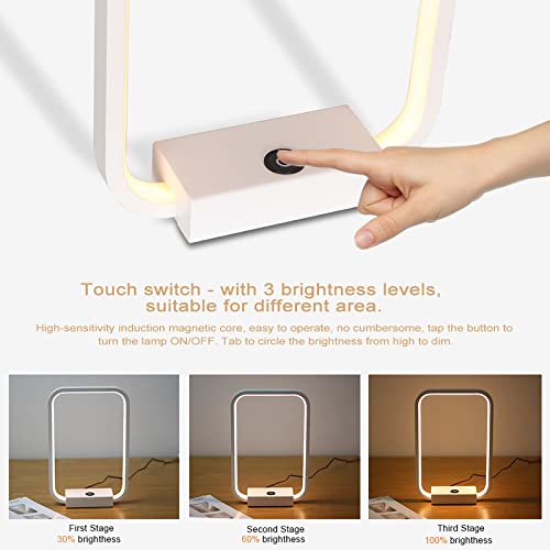 Masivel Bedside Lamp With Usb Port,Modern Led Table Lamp For Bedroom Touch Control Desk Lamp Plug-In 3 Way Dimmable Nightstand Light Fixture For Reading,Study Room,Home Office,Rectangular White 12W #TOP2