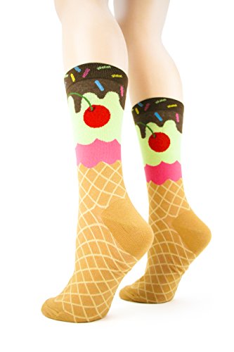 Foot Traffic, Women's Food-Themed Socks, Ice Cream Cone (Shoe Sizes 4-10)
