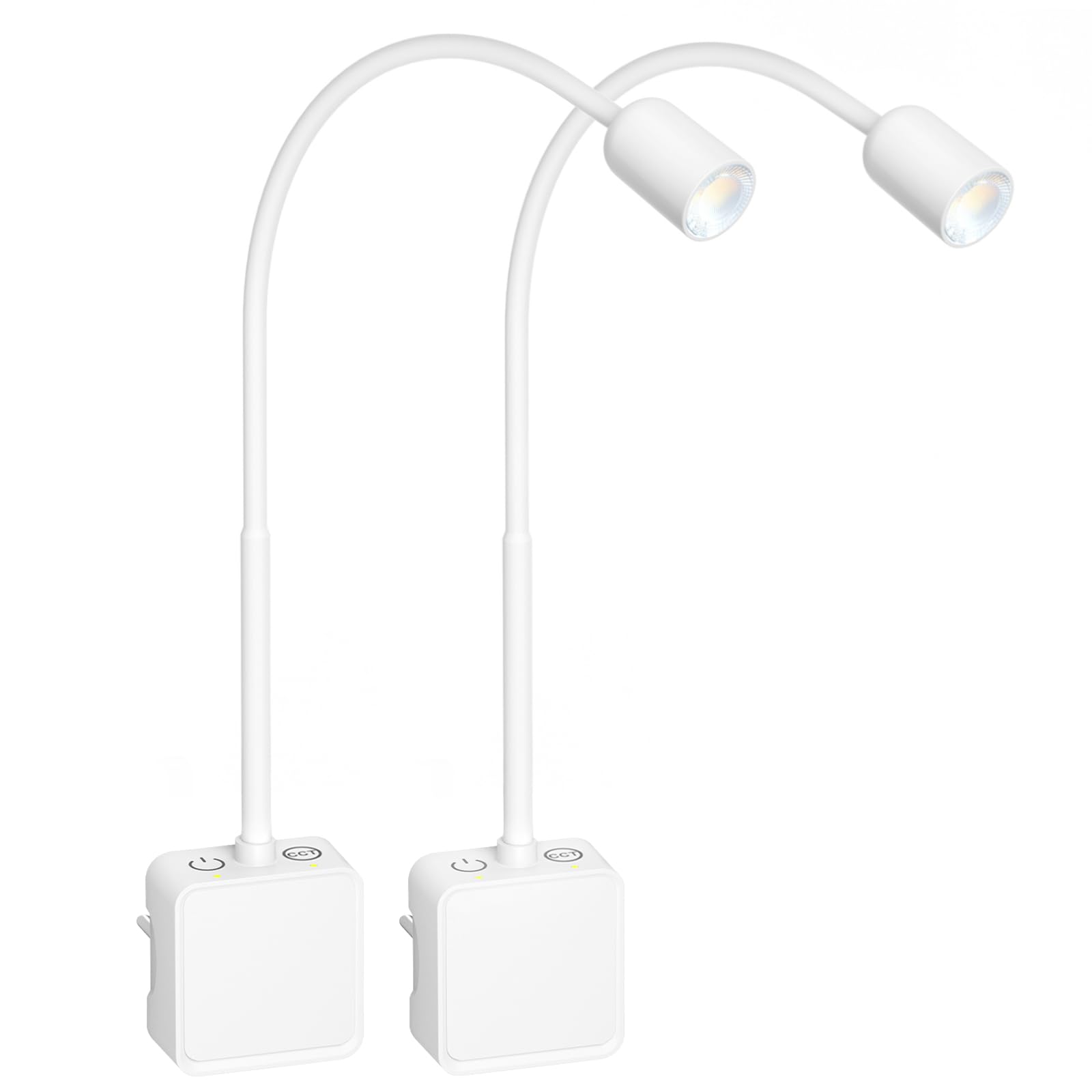 Liseuse Lampe de Lecture Chevet Applique Murale Spot LED sur Prise pour Éclairage de Chambre Cuisine Salon, 2 Pack Blanche Lampes, Deux Interrupteur Tactile, 3 Couleurs Eclairage