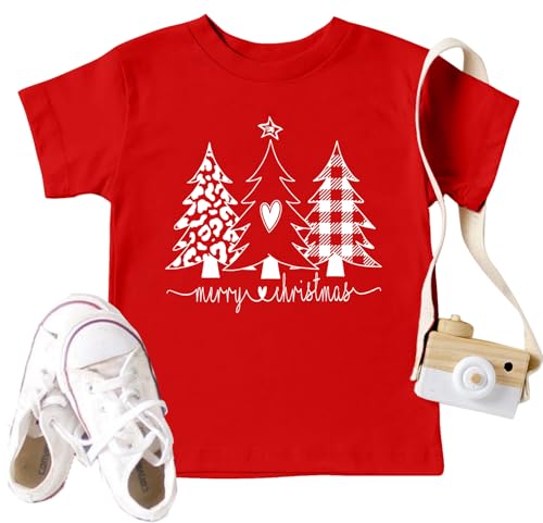 Image of Christmas Tree Shirt for Toddler Boys Girls Merry Christmas T-Shirts Short Sleeve Holiday Tee Xmas Gift Tops