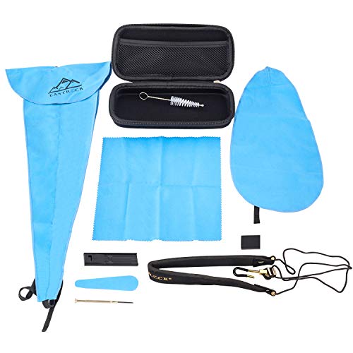 Eastrock Saxophone Cleaning Kit With Eva Case For Alto Tenor Sax Clarinet Flute And Other Wind & Woodwind Struments,Including Sax Cleaning Swab(4Pcs),Mouthpiece Brush,Neck Strap #TOP5