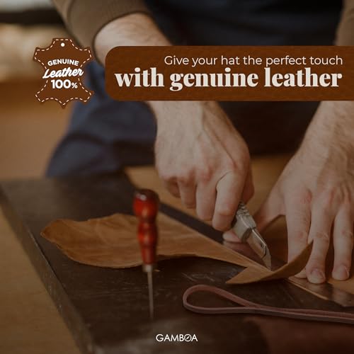 Gamboa Chapéu 100% de couro, alça de queixo para homens e mulheres, cordão de queixo removível para