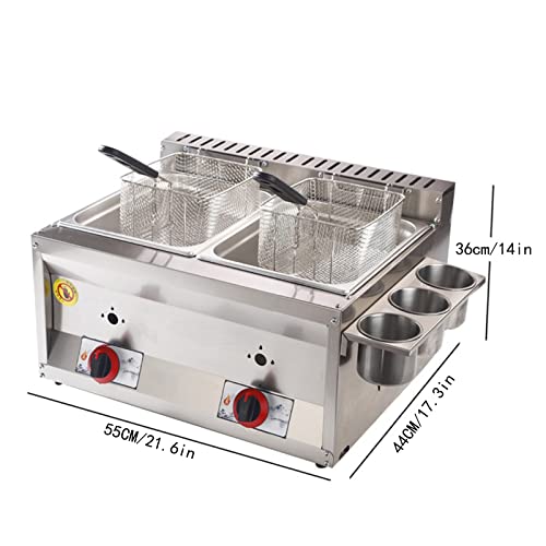20 l Fritteuse, Gas-Chip-Fritteuse, lebensmittelechter Edelstahl, elektronische Impulszündung, rutschfest, energiesparend, einfache Reinigung – Bild 8