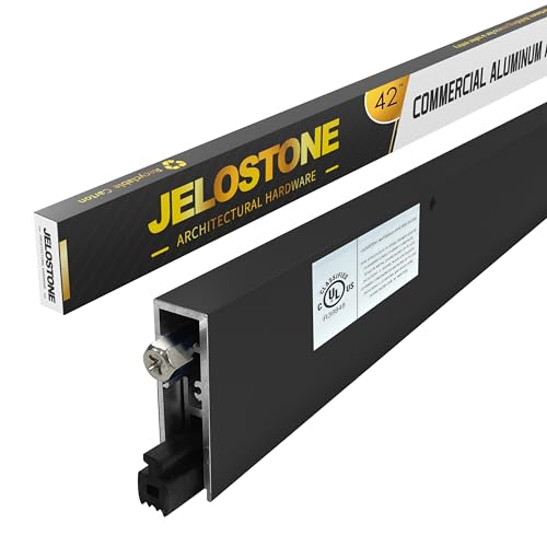 JELOSTONE 42 Automatic Door Bottom Matte Black Anodized 5/8W x 42L x 1-7/8H Aluminum Automatic Door Bottom Surface Applied or Semi-Mortise with Neoprene Insert JS-4131RL