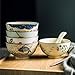 Nagpew 6 Pack Retro Ceramic Bowls, 4.5 Inch Japanese Chinese Bowl, Small Hand-painted Serving Dinner Set for Cereal, Salad, Dessert, Ice Cream, Rice, Noodles, Dishwasher Microwave Safe