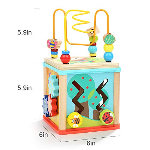 Top Bright Activity Cube Toys For 1 Year Old Boy Girl, Montessori Wooden Toys For Toddlers, One Year Old First Birthday Gift, Baby Toy For 12-18 Months With Bead Maze Shape Sorter #TOP5