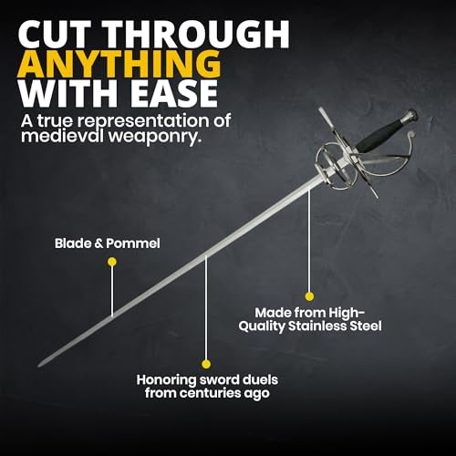 image for SZCO Supplies 43.5” Real Rapier Sword for Adults with Scabbard, Medi