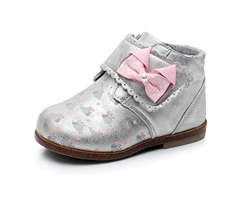 Ahannie Kids Girls Hook and Loop Ankle Boot Toddler High Top Casual Sneakers