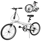 Betterland 20 inch Folding Bike, Foldable Bicycle for Adults with 7 Speed Derailleur, Lightweight Collapsible Bicycle for City Commuting, Fold Up Bike Men Women Teenagers, White