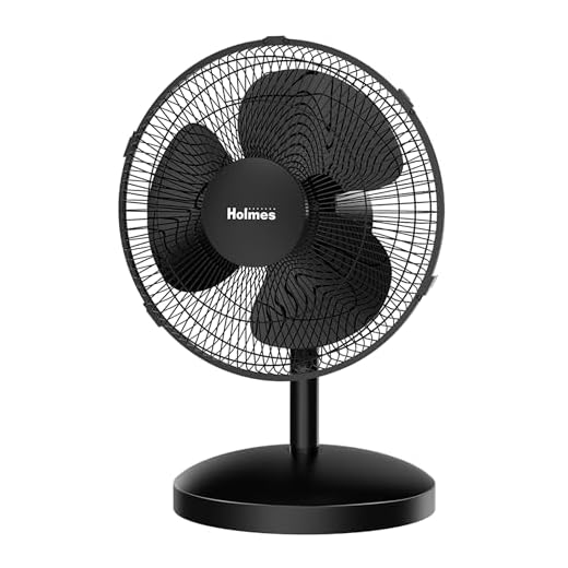 Holmes 12" Oscillating Table Fan 3-Speed Adjustable 15° Tilt Quiet
