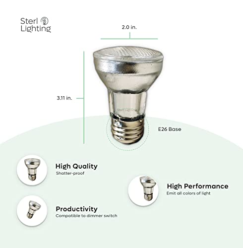 Sterl Lighting - 6 Pack, Par16 Halogen Light Bulb, 60W, 120V, Clear, Dimmable, 2900K Warm White, E26 Base Best For Accent Light, Track Lighting, Recessed Can, Stove Hood, Landscape Lighting, Spotlight #TOP1