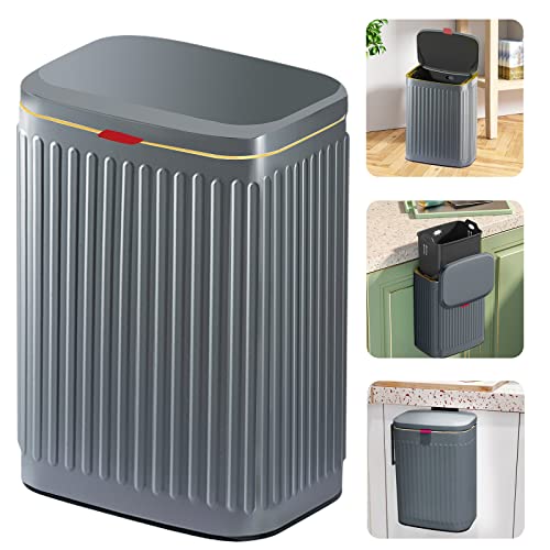 Trash Can Kitchen Hanging Trash Can, 2.1 Gallon Stainless Steel Compost Bin Countertop, Wall-Mounted Indoor Kitchen Trash Bin For Cabinet, Under Sink, Bathroom (2.1 Gallon, 8L Dark Grey) #TOP4