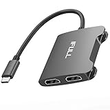 USB C to Dual HDMI Adapter, Dual Monitors Adapter USB C Adapter USB C Hub with 2 HDMI Docking Station 4K @60hz for Laptop HP/Dell/Surface/Lenovo/Thinkpad/Chromebook