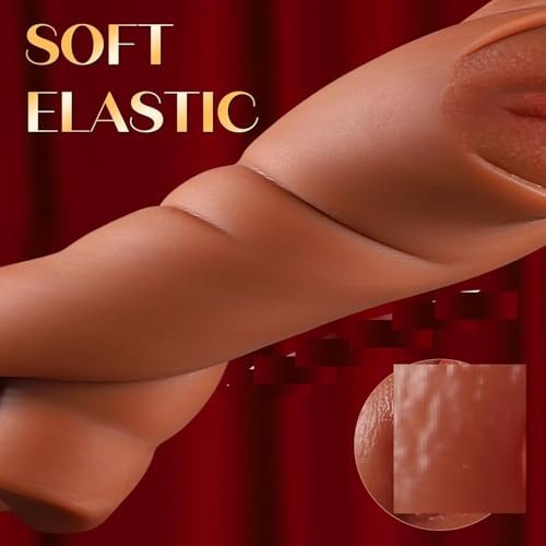 Image of Realistic Pocket Pussy for Men with Two Texture Fleshy Channels | BIG SHOCKED Male Masturbator with Extended Vagina & Anal Tunnel, TPE Soft Tight Wrap Stimulation Mens Light Sex Doll