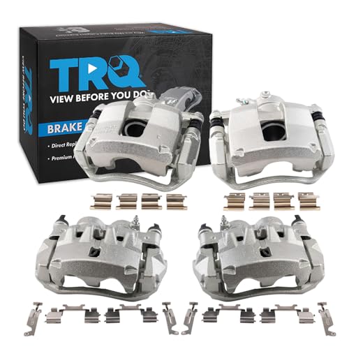 Image of TRQ Front and Rear Brake Caliper Set Zinc Coated Brackets Compatible with 2014-2017 Ram ProMaster 1500 2014-2017 ProMaster 2500 3500