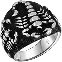 Genuine Solid 925 Stelring Silver, Scorpion Gothic Biker Retro Luxury Ring for Men
