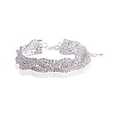 Silver Rhinestone Bracelets for Wedding - 18k White Gold Plated Bling Crystal Diamond Bridal Art Dec