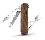 Victorinox Schweizer Taschenmesser, Klein, Classic SD Wood, Multitool, Swiss Army Knife, 5 Funktionen, Klinge, Nagelfeile