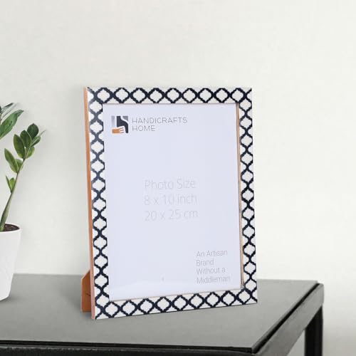 Image of Handicrafts Home Black & White Vintage Photo Frames for Wall or Tabletop Display, 8x10 Picture Frame Set of 2,Boho Farmhouse Gallery Wall Frame Set, Artisan Handmade Moroccan Frame for Home Decor