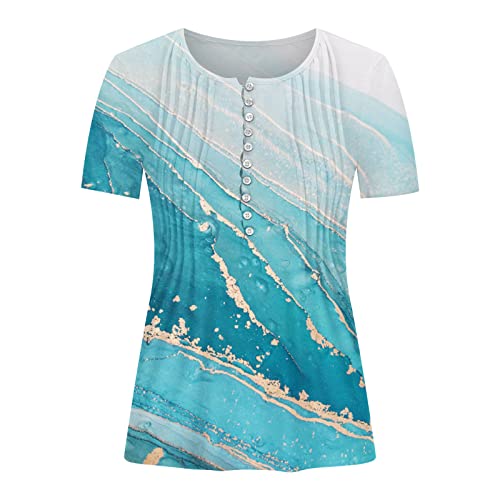 Camisetas Florais Mármore Color Block Juvenis Manga Curta Barco Henley Neck Lounge Camisetas Franzid