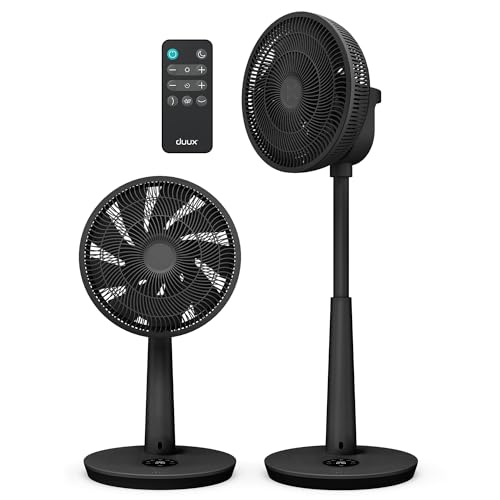 Duux Whisper 3 Standventilator Energiesparender Ventilator mit 26 Geschwindigkeiten Timer & Nachtmodus Höhenverstellbar (7395 cm) Horizontale & Vertikale Oszillation Schwarz