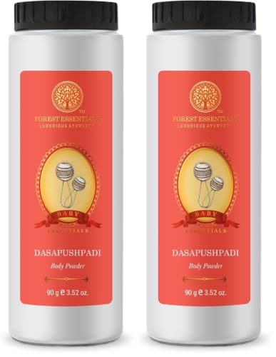 Image of Forest Essentials Baby Body Powder Dasapushpadi | Talc-Free Natural Powder with Cornstarch & 10 Specific Herbs for Baby Care | Gentle & Safe (Pack of 2)