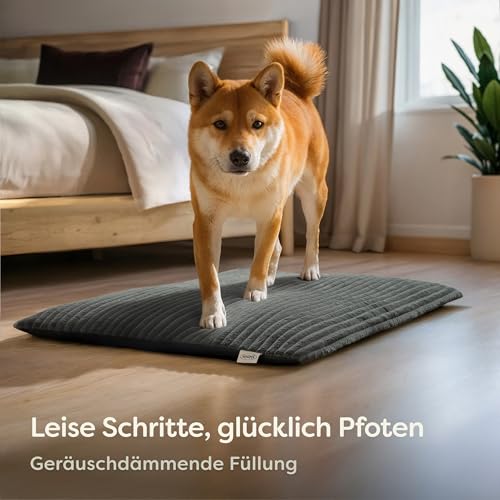 Knupis Selbstheizende Wärmedecke Hunde – 90x60 cm Große Hundematte – Weich & Geräuschdämpfend – Waschbarer Bezug – mit Hundedecke rutschfest – Heizdecke für Hunde – Grau
