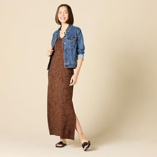 Image of Amazon Essentials Women's Side-Slit Jersey V-Neck Maxi Length Dress