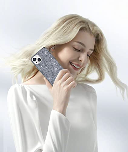 Yoviakk Phone Case For Iphone 13 Mini 5.4” Slim Protective Shockproof Phone Cases Luxury Glitter Sparkle Bling Pretty Cases Shiny Girly Phone Cover With Lanyard For Girls Women - Silvery #TOP1