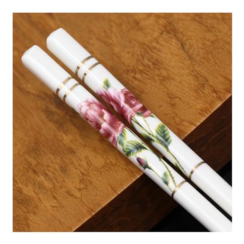 Baguettes en Porcelaine Motif Floral, 1 Paire de Baguettes réutilisables, Coffre céramique de Porcelaine Tendre de Haute qualité, Baguettes Chinoises japonaises, lavables au Lave-Vaisselle I