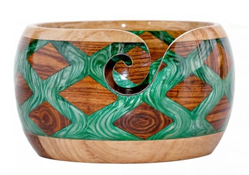 Image of Wooden Yarn Bowl for Knitting Yarn Bowl for Crocheting, Yarn Storage Bowl to Prevent Slipping, Wooden Yarn Holder, Best Gift for Crochet (#Design-3)