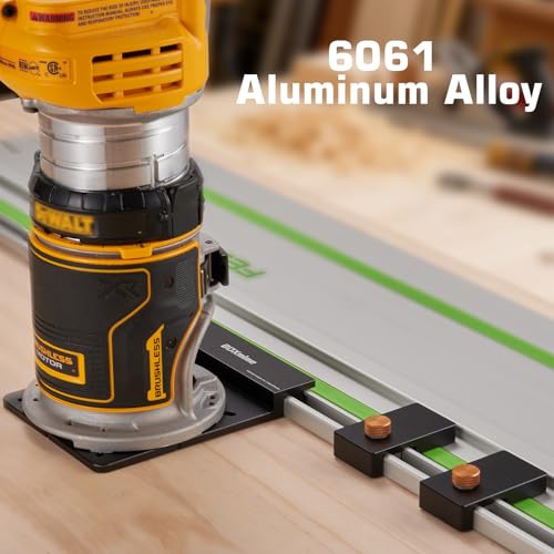 Image of Universal Router Guide Rail Adapter,Designed for most Brand Fixed-Base Compact Routers,Compatible with Ma-kita&Fes-tool Track Saw Guide Rail ;Aluminium Router Base with 2 Pack Rail Stops