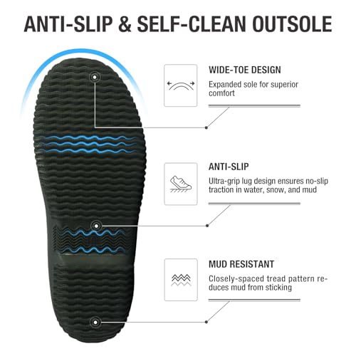 Image of HISEA Unisex Mid Calf Rubber Garden Boots Waterproof Rain Boots Neoprene Outdoor Work Muck Riding Boots for Women Men