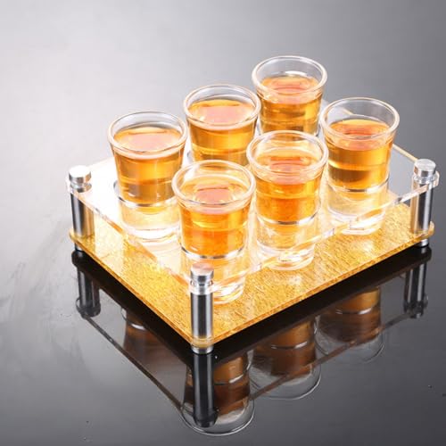 �V���b�g�O���X 6�Z�b�g �T�[�r���O�g���C�t�� �X�^�C���b�V���Ń��_���ȃz���_�[ ���ݕ� �T�[�r���O �f�B�X�v���C ���[ 30ml �e�C�X�e�B���O�O���X ���X�g���� �o�[ �Ƒ��̏W�܂� �n���f�B�p�[�e�B�[�c�[���p (6pcs,Gold)