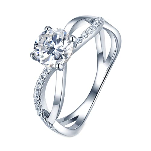 Bague Solitaire Éternité Moissanite KnSam en Argent 925 pour Femme