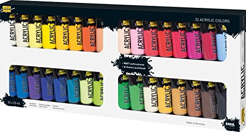 KREUL 84173 - Solo Goya Acrylic Set mit 32 Farben in 20 ml Tuben, cremige...