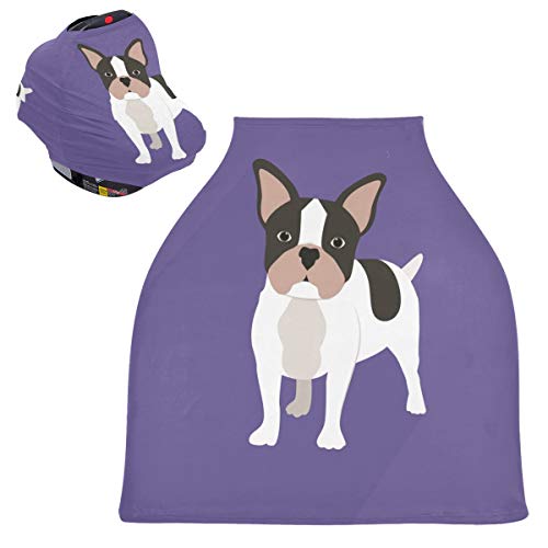 青いかわいい犬ベビーカーシートカバーキャノピー伸縮性看護カバー幼児用母乳の男の子の女の子のための通気性防風冬のスカーフ