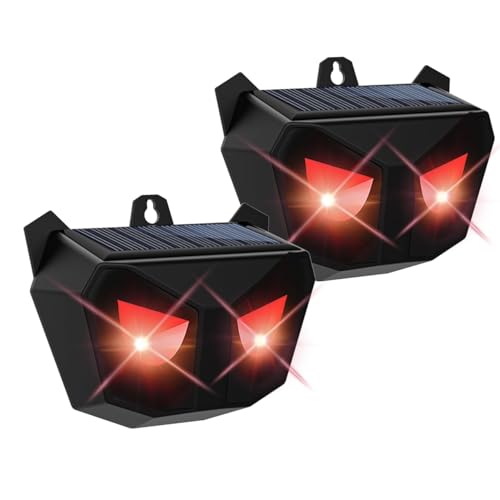 Ashmita Outdoor Solar Powered Animal Deterrent,Led Strobe Bird Repellent,Ultrasonic Led Flash Cat Repellent,Repeller For Cats Dogs Foxes Birds Skunks For Farm Garden Yard.