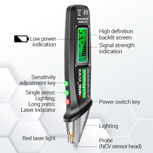 Image of axGear Voltage Detector Non-Contact AC Electrical Tester Pen Sensitivity 12-1000V