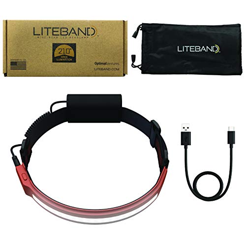 Liteband Activ 400 Wide-Beam Led Headlamp - 210° Illumination, 400 Lumens, Lightweight, Weatherproof, Rechargeable, Usb-C, Red Led Mode - Camping, Running, Hiking, Fits Hard Hats, Lba400-L18S, Sunrise #TOP4