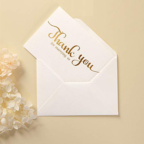 Magjuche Thank You For Marring Us, Gold Foil Wedding Day Card To Your Officiant, Priest, Rabbi, Deacon Note Card To Go W/Gift #TOP4