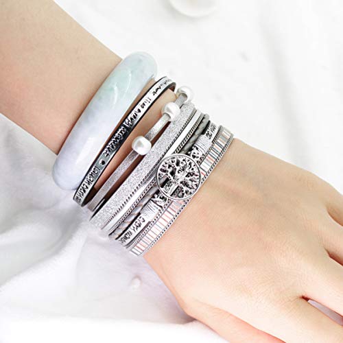 Lightonit Confirmation Gifts For Teenage Girl, Inspirational Gifts Leather Wrap Bracelets For Women, Boho Cuff Bangle Bracelet With Cross Bohemian Jewelry For Teen Girls Womens #TOP1