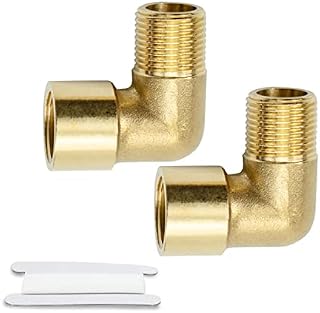Bwintech 2 Pcs 90 Degree 1/2" Female to 1/2" Male BSP Thread Brass Elbow Connector Pipe Fitting for Pipe Connecting Conversion