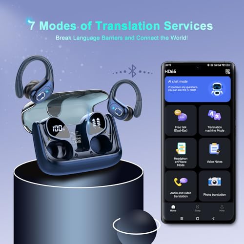 Image of STECEi AI Translation Earbuds Real Time, 164 Language Translator Earbud 3-in-1 Bluetooth 5.4 Translator Earbuds with 6 Translation Modes, 75H Translators Headphones with APP for Travel Business, Blue