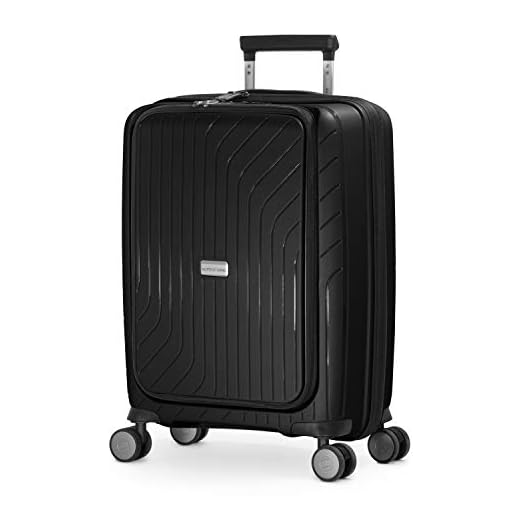 HAUPTSTADTKOFFER - Serie TXL - Trolley extraligero y Robusto, maletín rígido, Equipaje de Cabina y equipajes de tareas., Negro , Laptop Rollkoffer, Trolley para portátiles