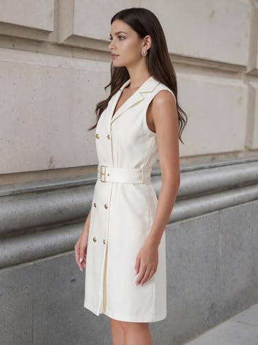 Image of Allegra K Womens Blazer Dress Sleeveless Button Down Business Work Dresses